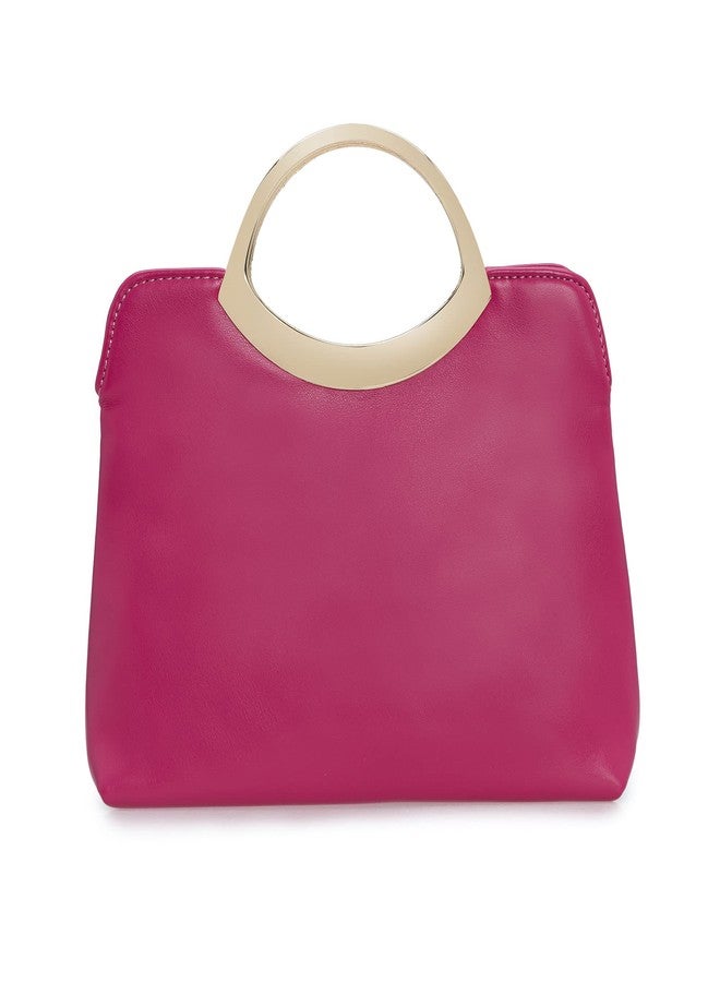 IXEBELLA Stylish PU leather Small Prom Handbag Formal Women Party Clutch Dressy Wedding Purse (Hot Pink) - Image 1