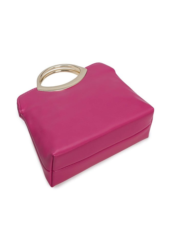 IXEBELLA Stylish PU leather Small Prom Handbag Formal Women Party Clutch Dressy Wedding Purse (Hot Pink) - Image 4