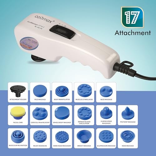 OZOMAX PRO Massager With 17 Interchangeable Attachments, Professional Body Massage Therapy, Deep Tissue Massage, Relaxation, Pain Relief, Improves Circulation, Home Use, Self-Care - Image 2