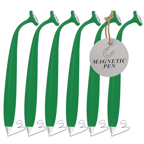 Wellspring Wiggle Pen - Magnetic Pens for Fridge and Other Magnetic Surfaces, for Making Quick Notes Or Lists, Use with A Grocery List Magnet Pad for Fridge (Jade, 6-Pack) - Image 1