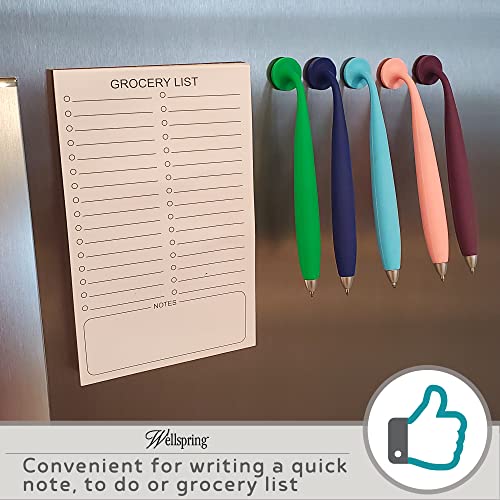 Wellspring Wiggle Pen - Magnetic Pens for Fridge and Other Magnetic Surfaces, for Making Quick Notes Or Lists, Use with A Grocery List Magnet Pad for Fridge (Jade, 6-Pack) - Image 4