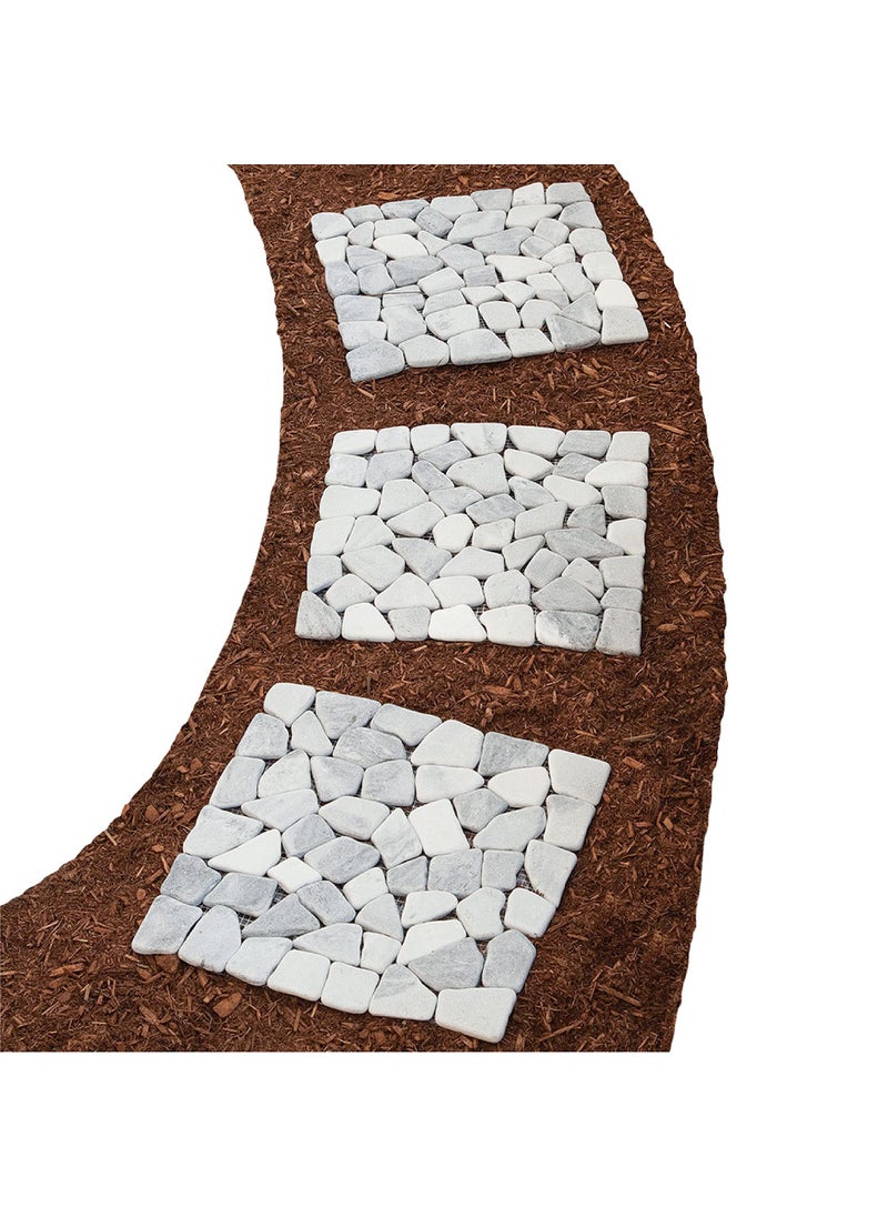 Bits and Pieces Bits and Pieces  12 Square Marble Riverstone Stepping Stones  Garden Mats  Set of 3  Yard Decorations  Decorative Garden Stones 
