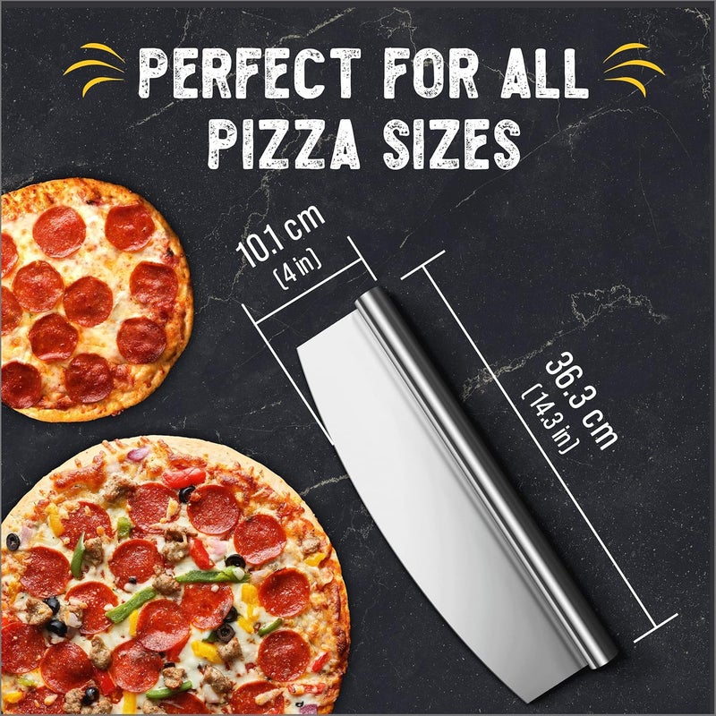 Checkered Chef Pizza Cutter Rocker Blade 14" - Sharp Stainless Steel Rocker Knife with Plastic Blade Sheath, Dishwasher Safe, Outdoor Pizza Oven Accessories - Image 4