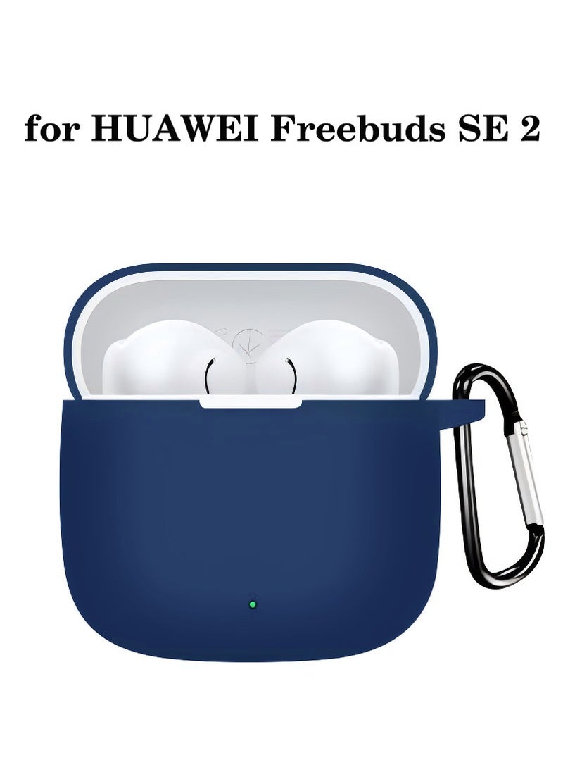 Youque Stylish Protective Silicone Case with Keychain Cover for Huawei FreeBuds SE 2 Navy Blue  - Image 1