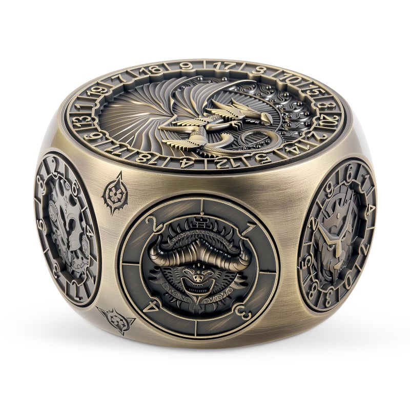 DNDND 8in1 Spinner Dice with Dual D20 Hexagonal Metal DD Monster Themed Dice Set for TTRPG Dungeons and Dragons Dungeon Masters with Collectible Gift Tin Brass - Image 3