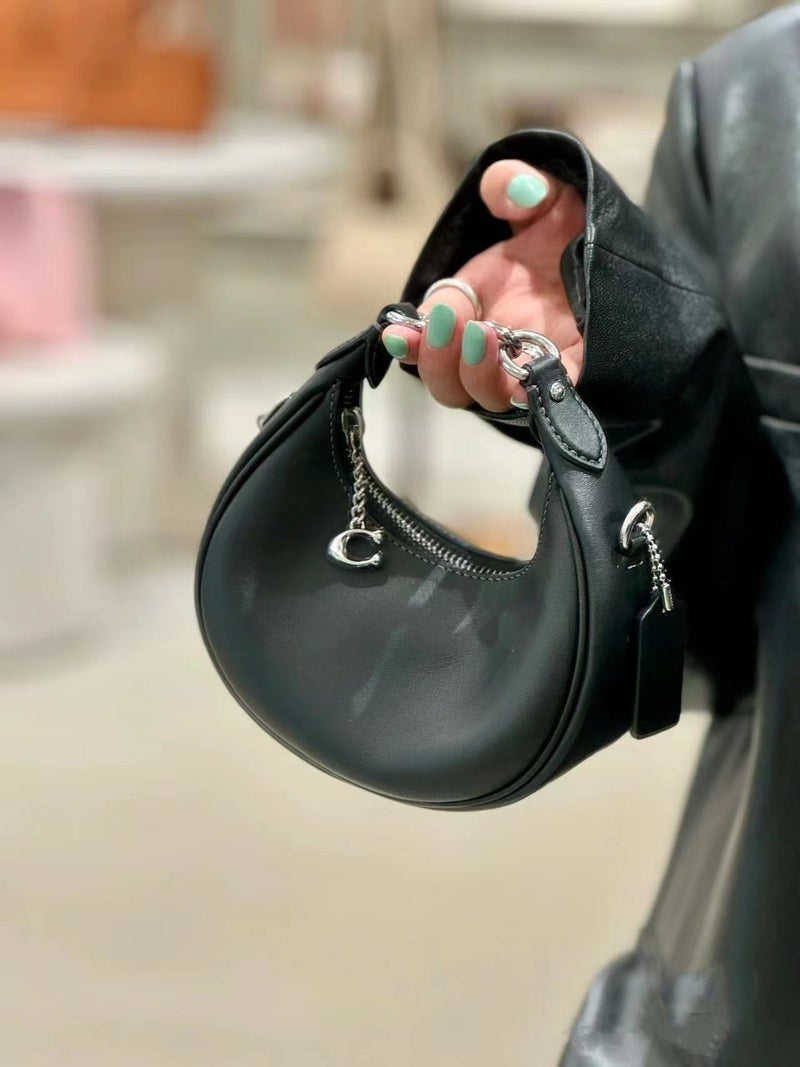 2024 Kous New Jonie Mini Half Moon Bag Portable Shoulder Crossbody Shoulder Leather Womens Bag Small Waste Bag Coffee - Image 3