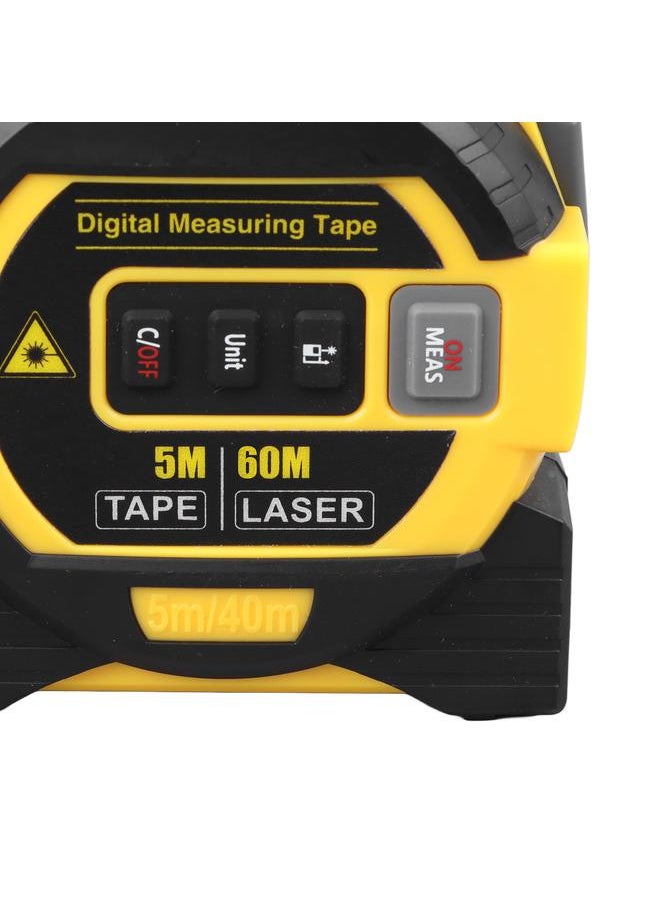 Thoraya - Measuring Sight 3 in 1 Infrared 60m Laser Ranging 5m Tape Measure Vertical Cross Line Laser Distance Meter Self Lock Accurate Measure Tool Yellow - Image 1