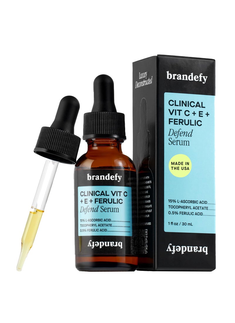 brandefy - Brandefy Vitamin C Face Serum 15% L. Ascorbic Acid, Ferulic Acid .5% + Vitamin E for Self Care and Beauty, Face Dark Spot Corrector and Anti Aging 1oz, Made In The USA - Image 1
