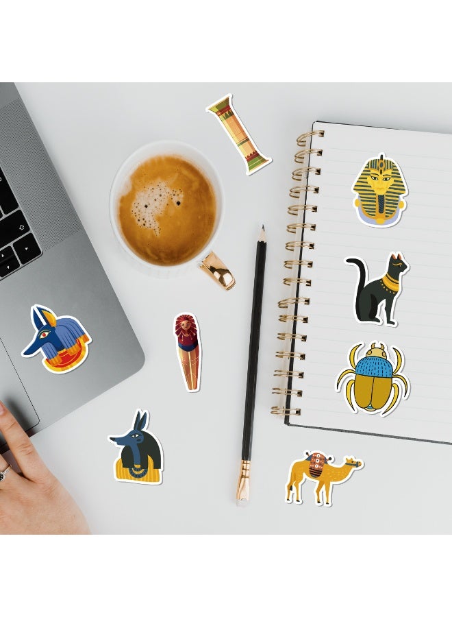 50pcs Egyptian Stickers Ancient Egypt Stickers for Scrapbook Pharaoh Stickers Pyramid Sphinx Vinyl Decals for Kids Teens Water Bottles Laptop Motorcycle Bike Car Travel Case Bumper - Image 2