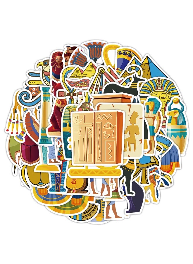 50pcs Egyptian Stickers Ancient Egypt Stickers for Scrapbook Pharaoh Stickers Pyramid Sphinx Vinyl Decals for Kids Teens Water Bottles Laptop Motorcycle Bike Car Travel Case Bumper - Image 1