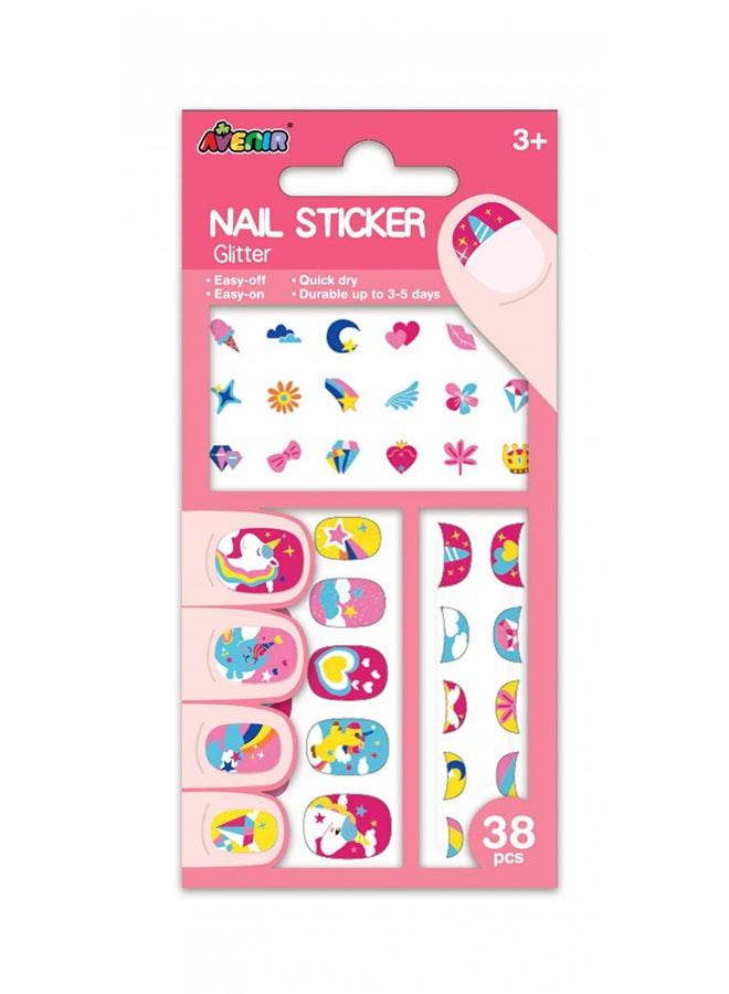 Avenir ملصقات أظافر لامعة | تصاميم عصرية ذات موضوع وحيد القرن! مع 38 ملصق ملون ومؤقت أنيق - Image 2