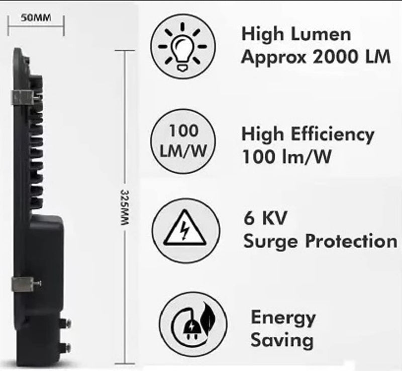 PE Polycarbonate 50 Watts Lens Led Street Light Waterproof Ip65 Full Poly Carbonate Body,140 R Watt Lumens With 2 Year Warranty Bis Approved Pack Of 1, Corded Electric, Black - Image 4