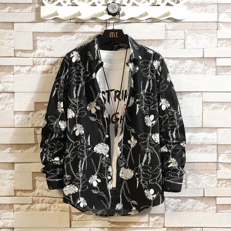 2025 Autumn New Men'S Casual Multi-Color Floral Shirt Fashion Printed Loose Beach Style Long Sleeve Shirt - Image 3
