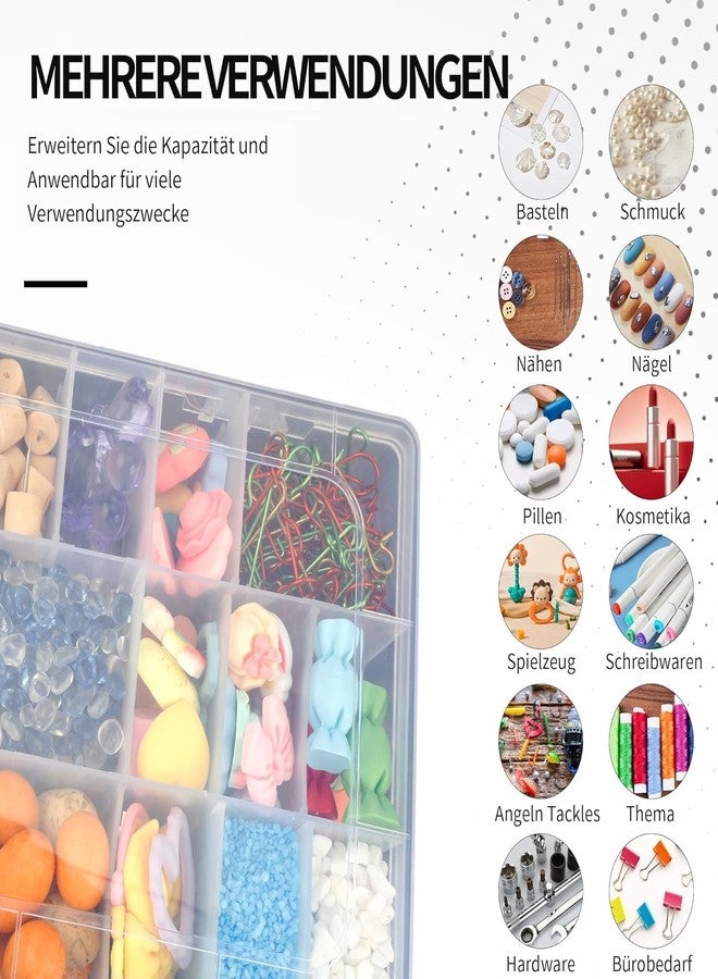 KITDAO 36-Grid Jewelry Organizer – Clear Storage Box for Jewelry, Beads, and Small Accessories – Divided Compartments, Stackable Design, and Secure Lid - Image 3