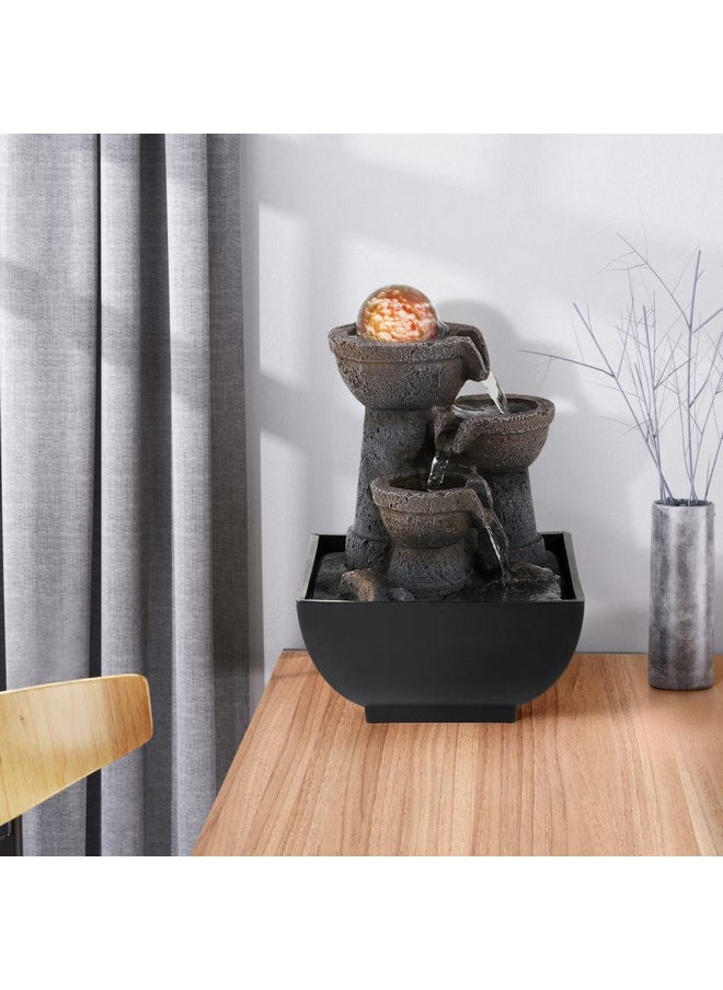 Dyna-Living - Water Fountain Indoor Tabletop Water Fountains And Waterfalls Portable Desktop Water Fountain With Lights For Relaxation And Room Decor - Image 1