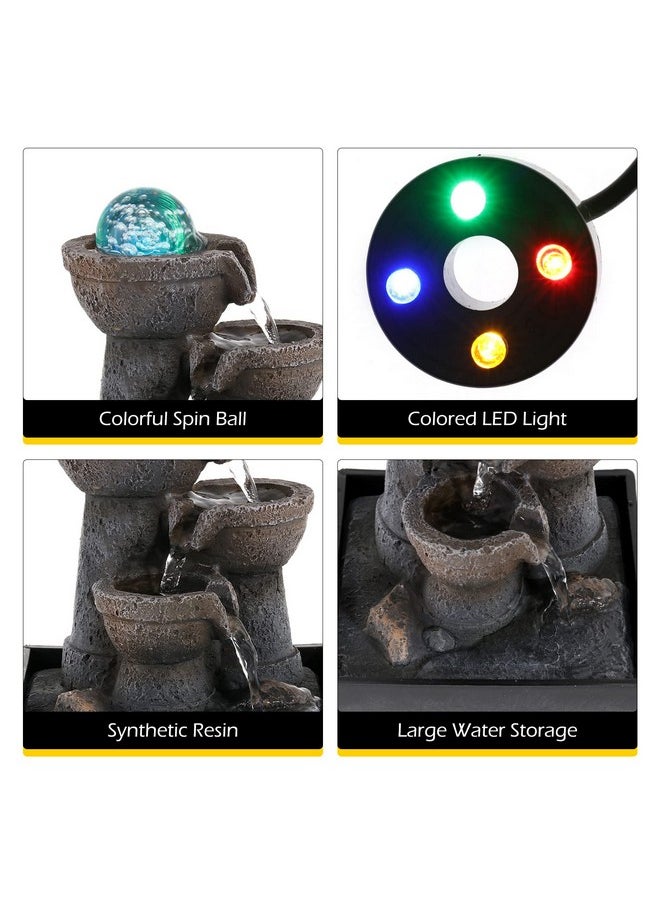 Dyna-Living - Water Fountain Indoor Tabletop Water Fountains And Waterfalls Portable Desktop Water Fountain With Lights For Relaxation And Room Decor - Image 1