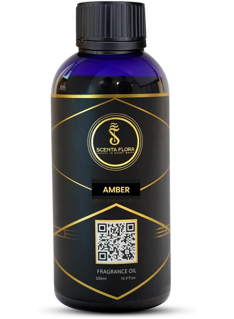 Scenta Flora Amber Fragrance Oil for Scent Diffusers Aromatherapy 500ml | IFRA Certified | A Blend of Bergamot, Jasmine and Musk | Ideal for Home, Office & Commercial Spaces | Relaxing and Refreshing - Image 1