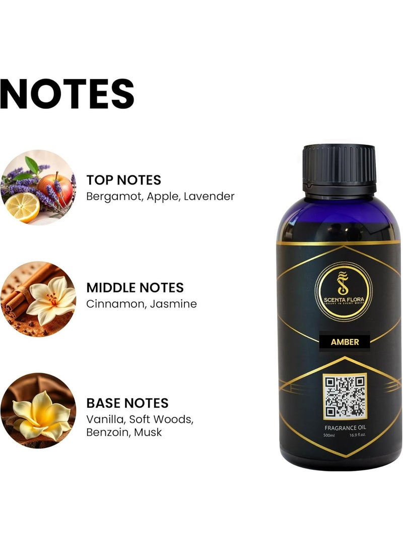 Scenta Flora Amber Fragrance Oil for Scent Diffusers Aromatherapy 500ml | IFRA Certified | A Blend of Bergamot, Jasmine and Musk | Ideal for Home, Office & Commercial Spaces | Relaxing and Refreshing - Image 5