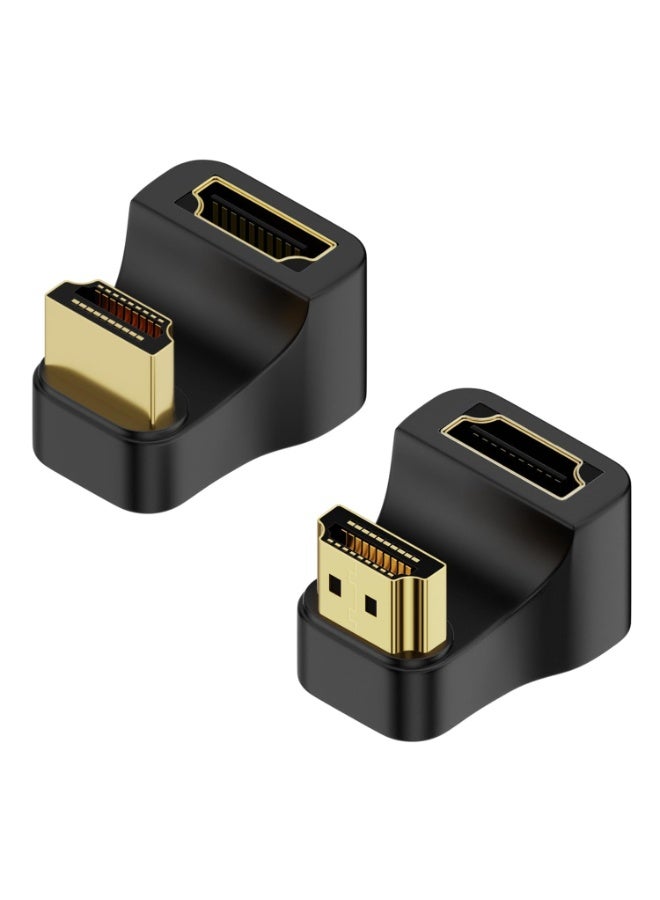 2 قطعة محول HDMI 2.1 بزاوية 180° على شكل U – 8K@60Hz، 4K@120Hz، 48Gbps ذكر إلى أنثى (1 موجب + 1 عكسي)، 3D eARC، مؤشر LED، للحاسوب المحمول والكمبيوتر والشاشة والبروجيكتور والتلفزيون عالي الدقة - Image 1