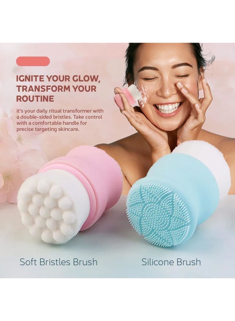 SOLARAE Silicone Face Scrubber, 2 Pack Versatile Face Wash Brush, Skincare Essential for Gentle Facial Cleansing, Exfoliation and Scrub, Exfoliating Face Wash, Facial Cleanser Brush, Pink and Blue - Image 3