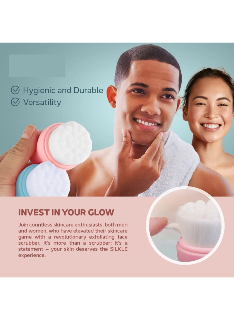 SOLARAE Silicone Face Scrubber, 2 Pack Versatile Face Wash Brush, Skincare Essential for Gentle Facial Cleansing, Exfoliation and Scrub, Exfoliating Face Wash, Facial Cleanser Brush, Pink and Blue - Image 4