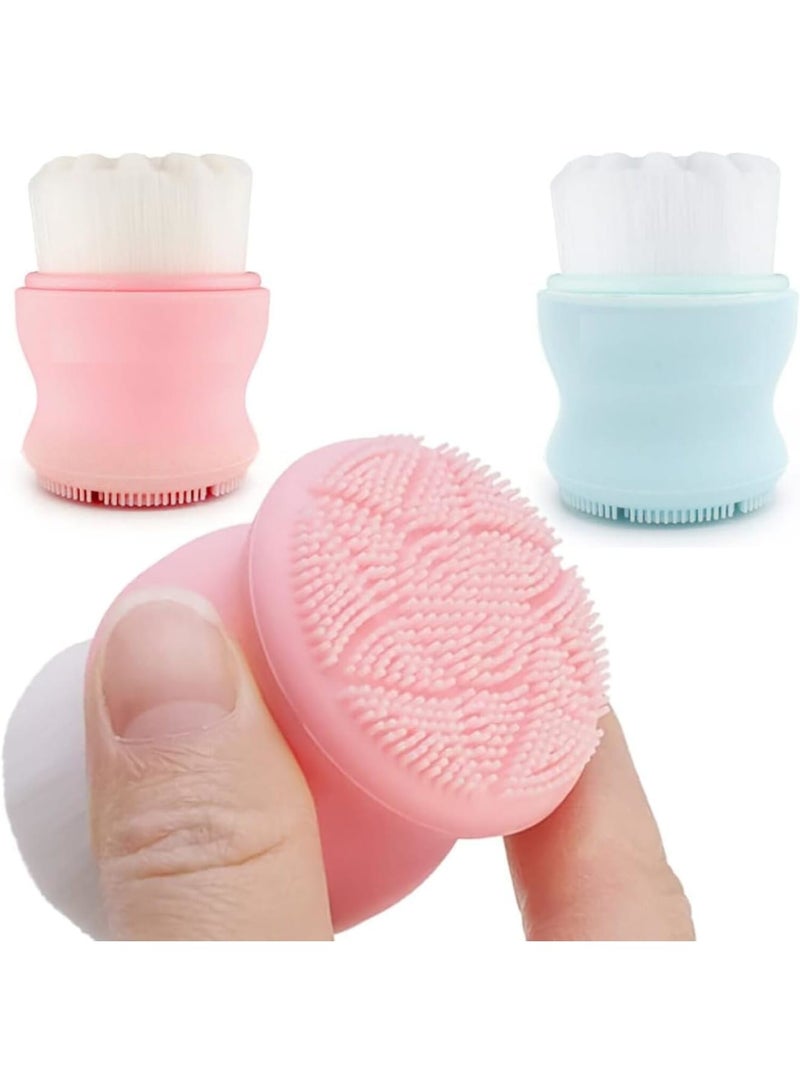 SOLARAE Silicone Face Scrubber, 2 Pack Versatile Face Wash Brush, Skincare Essential for Gentle Facial Cleansing, Exfoliation and Scrub, Exfoliating Face Wash, Facial Cleanser Brush, Pink and Blue - Image 1