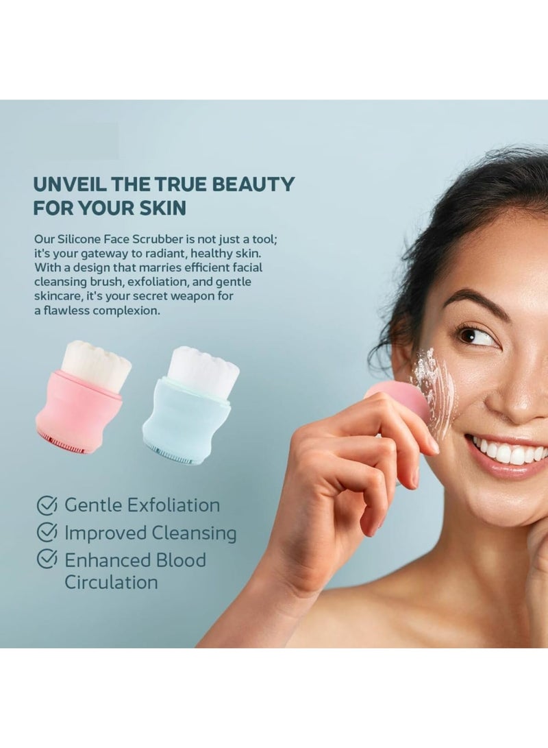 SOLARAE Silicone Face Scrubber, 2 Pack Versatile Face Wash Brush, Skincare Essential for Gentle Facial Cleansing, Exfoliation and Scrub, Exfoliating Face Wash, Facial Cleanser Brush, Pink and Blue - Image 2