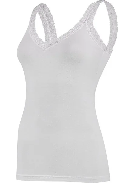 يلديز Star Women's Straps Lace V Neck Lycra Undershirt