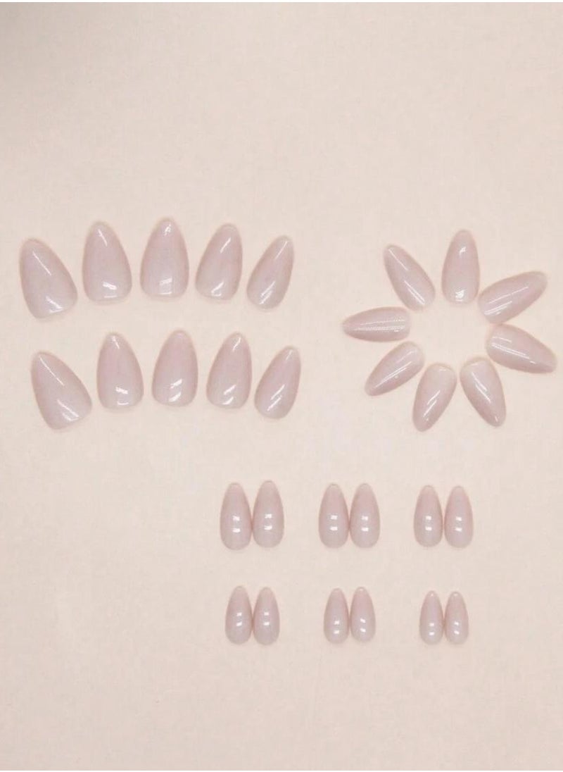 Generic Elegant lotus pink colored nails in a long almond shape 24 pieces  - Image 2