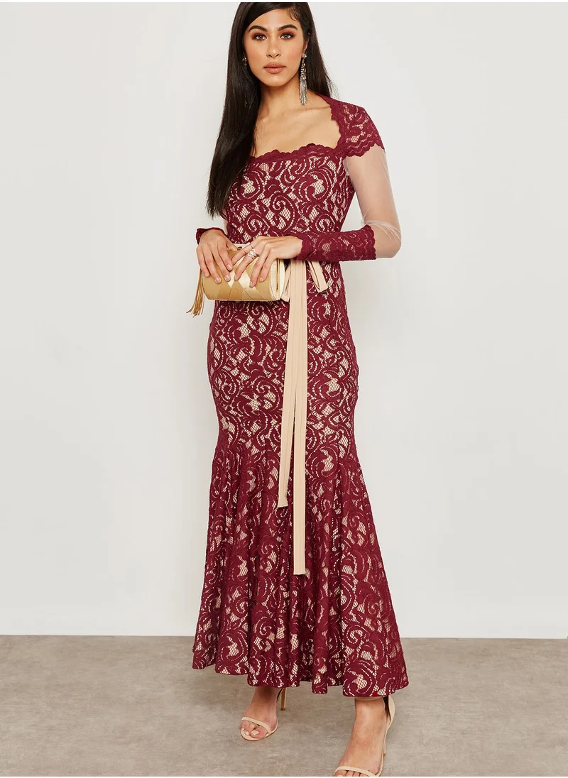 Threadz by Ajooni Front Self Tie Lace Dress