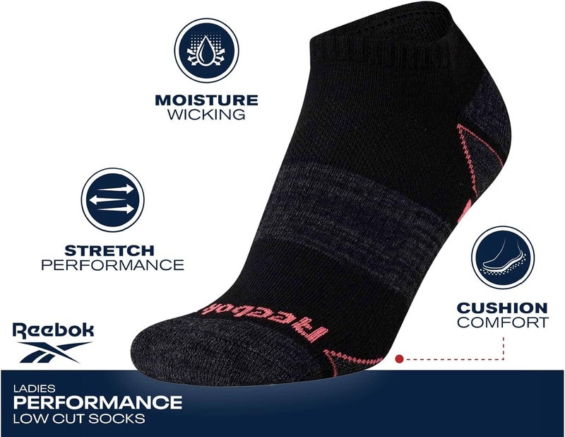 Reebok Womens Athletic Socks - Performance Cushioned Low Cut Socks (6 Pack) - Image 3