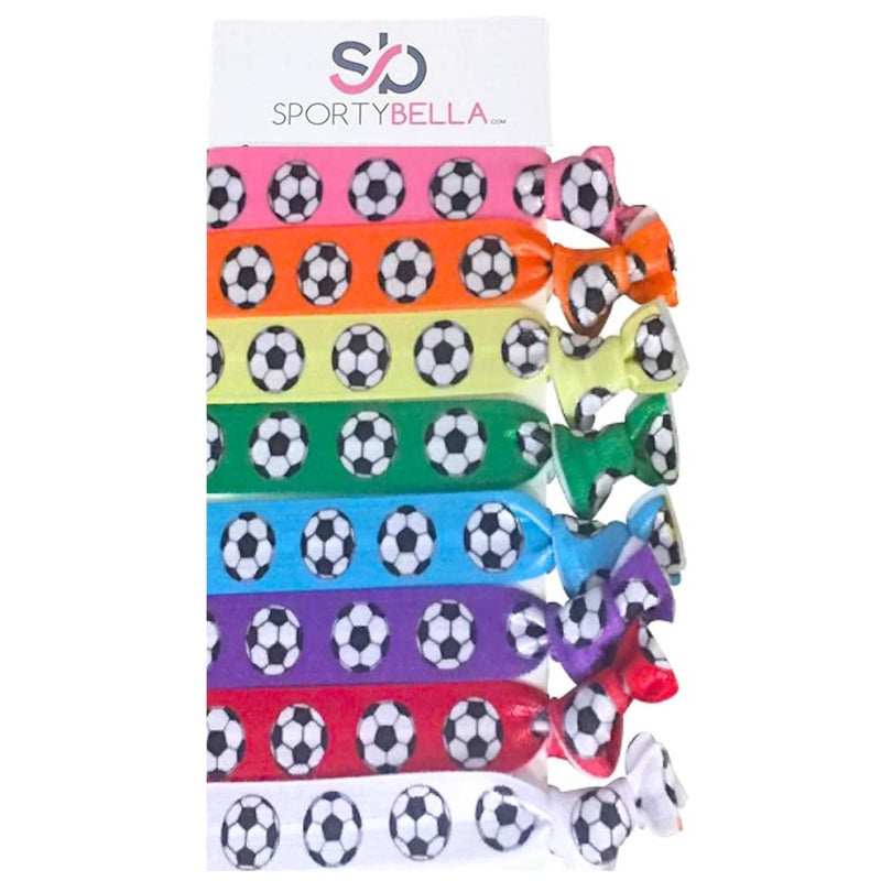 Sportybella Infinity Collection Soccer Hair Accessories, Set of 8 - Soccer Hair Ties, No Crease, Multicolored Elastics - Image 1