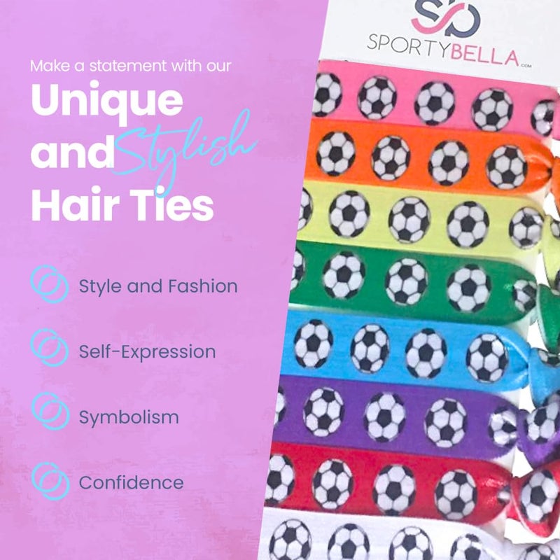 Sportybella Infinity Collection Soccer Hair Accessories, Set of 8 - Soccer Hair Ties, No Crease, Multicolored Elastics - Image 3