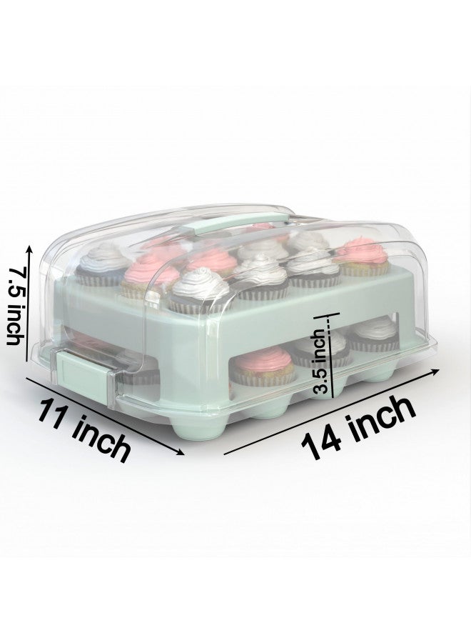 Top Shelf Elements Cupcake Carrier, Green Cupcake Holder Carries 24 Standard-Size Cupcakes, Muffin Traveler Two Tier Stand Reusable Cupcake Box - Image 3