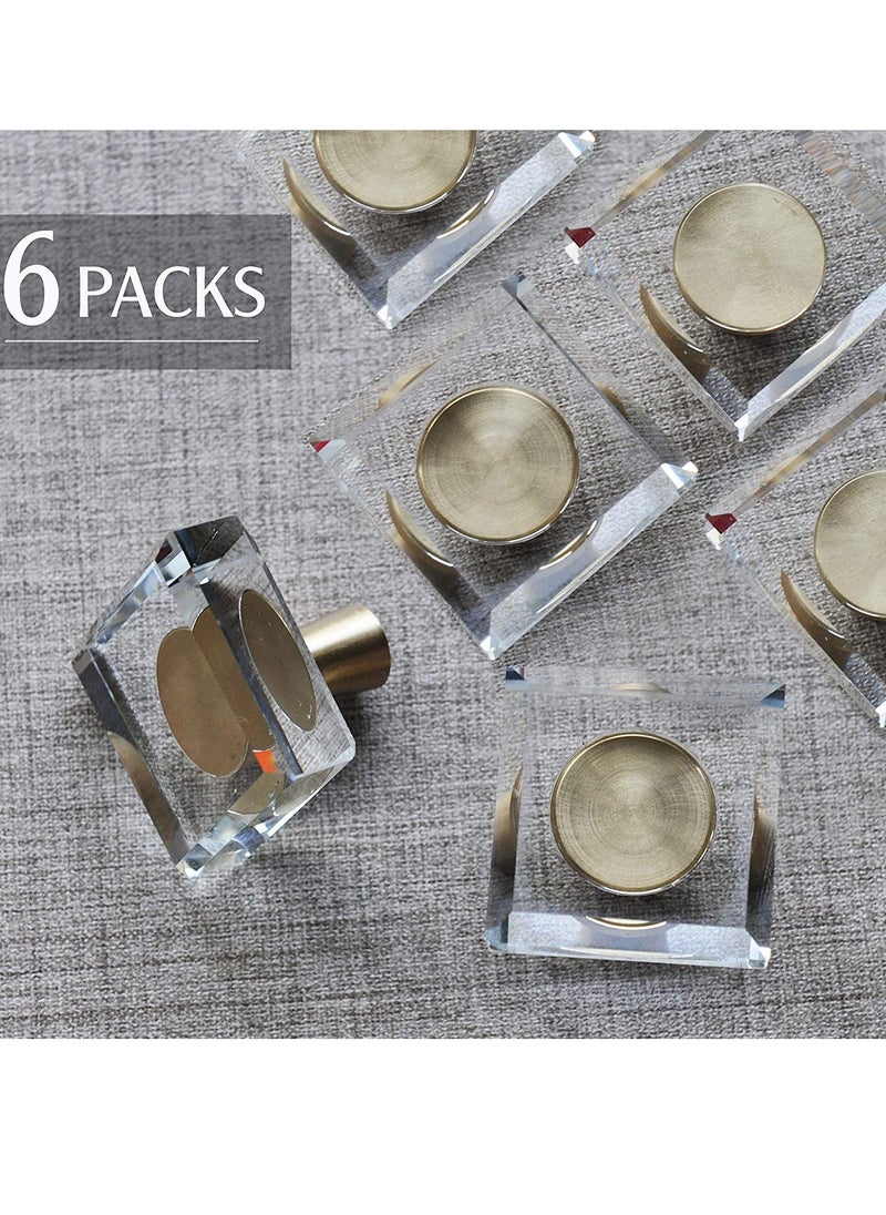 Generic Glass Crystal Knobs, Cabinet Knobs and Pulls, Oval Crystal Knobs for Dresser Drawers, Brass Drawer Pull Cabinet Handle Gold Furniture Hardware for Dresser Kitchen 6 Pack  - Image 2