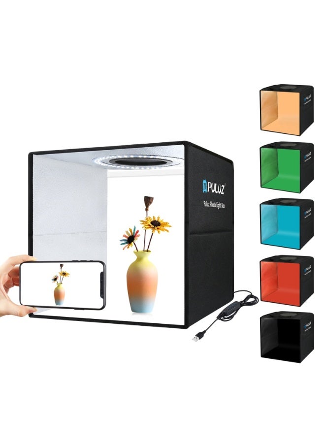 بولوز المحمولة سهلة قابلة للطي استوديو التصوير الفوتوغرافي مع حلقة الصمام مصباح الجدول مع 6 ألوان ( أسود / أبيض / أصفر / أحمر / أخضر / أزرق ) خلفية من القماش - Image 1