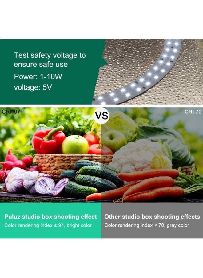 بولوز المحمولة سهلة قابلة للطي استوديو التصوير الفوتوغرافي مع حلقة الصمام مصباح الجدول مع 6 ألوان ( أسود / أبيض / أصفر / أحمر / أخضر / أزرق ) خلفية من القماش - Image 5