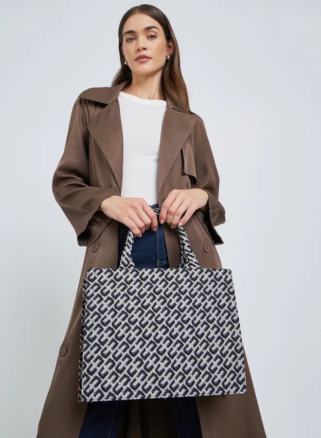 Styli  Styli Black Patterned Shopper Bag for Women | Best Price UAE