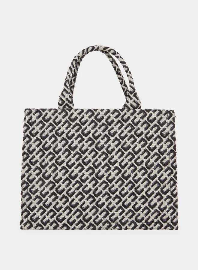 Styli  Styli Black Patterned Shopper Bag for Women | Best Price UAE
