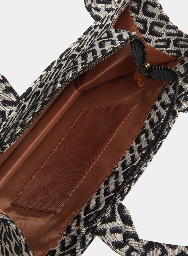 Styli  Styli Black Patterned Shopper Bag for Women | Best Price UAE