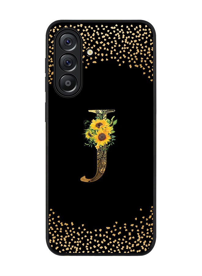 Stylizedd For Samsung Galaxy A56 5G Case,Slim fit Camera Protection, Shockproof Thin Phone cover  - Custom Floral Monogram - J ( Black ) - Image 1
