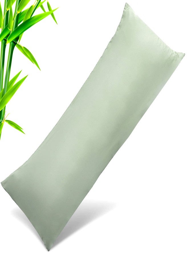 TELUS Body Cooling Pillow Cases Cover, Bamboo Rayon Green Body Pillowcases with Zipper Closure, Cool and Breathable Pillow Case for Hot Sleepers and Night Sweats, 20x54 inches - Image 1
