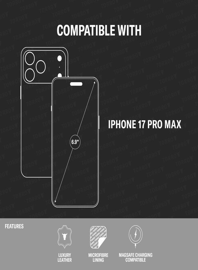 تورو جراب TORRO الجلدي الفاخر متوافق مع iPhone 17 Pro Max 6.9 بوصة 2025 - جراب جلدي أصلي متوافق مع MagSafe، جراب فائق النحافة (بني غامق) - Image 2