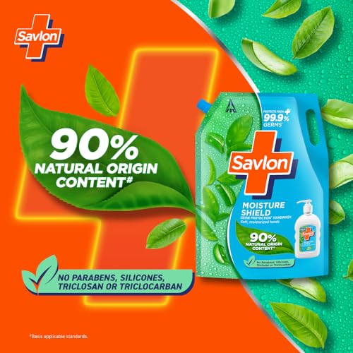 Savlon ITC Savlon Moisture Shield Germ Protection Liquid Handwash Refill Pack 1.3L | 99.9% Germ Protection | 90% Natural Origin Ingredients | Family Size Refill Hand wash | Value Pack - Image 3