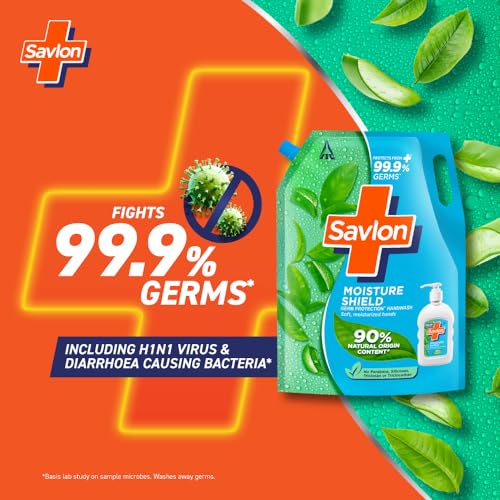 Savlon ITC Savlon Moisture Shield Germ Protection Liquid Handwash Refill Pack 1.3L | 99.9% Germ Protection | 90% Natural Origin Ingredients | Family Size Refill Hand wash | Value Pack - Image 4