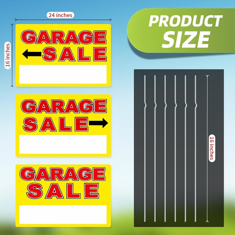 SPVIKISGO Garage Sale Sign, Large Size 24" x 16" Garage Sale Signs with Stakes, 3PCS Double-Sided Large for Sale Sign with Directional Arrow, Corrugated Plastic Weatherproof Suitable for Yard Sale - Image 2