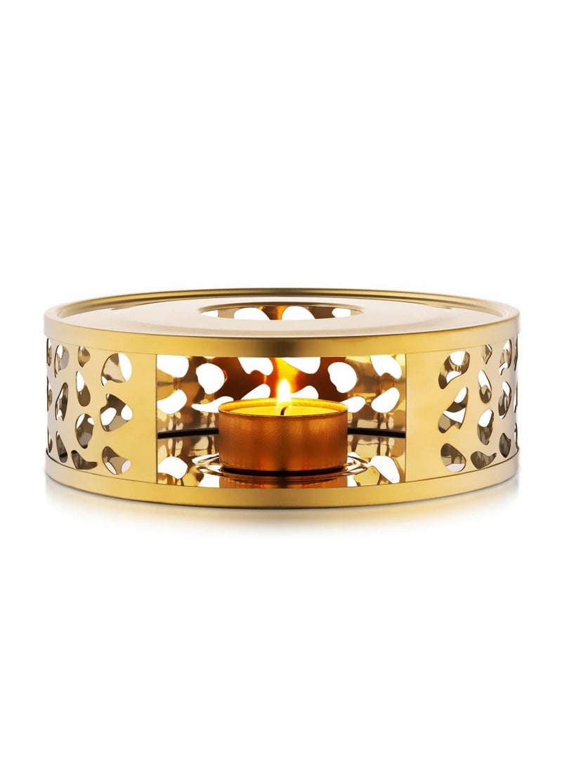 Excefore Tea Trivet Gold Stainless Steel Teapot Warmer Base for Glass, Ceramic Teapots and Other Heatproof Pots Warming Use - Image 1