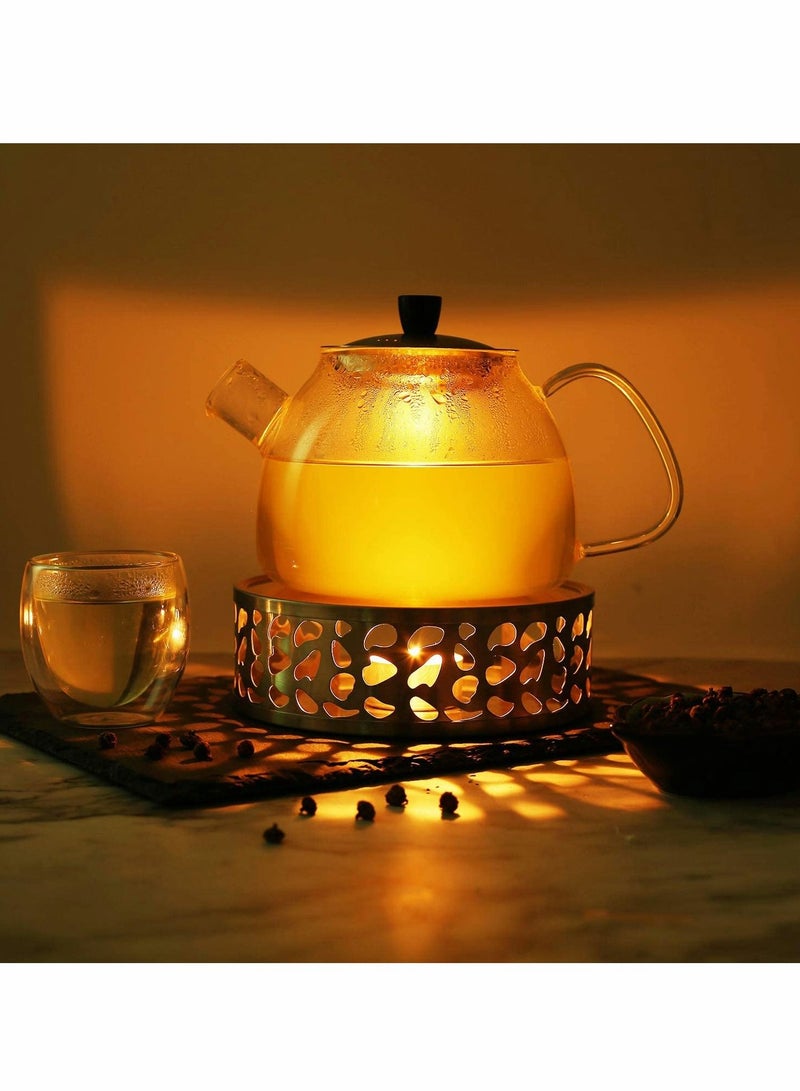 Excefore Tea Trivet Gold Stainless Steel Teapot Warmer Base for Glass, Ceramic Teapots and Other Heatproof Pots Warming Use - Image 5