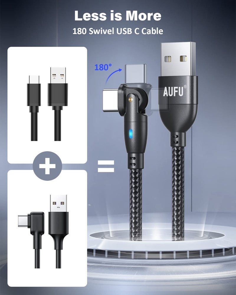 AUFU USB C Cable 6ft(3Pack-6.6ft/6.6ft/6.6ft), 180Â° Rotation USB to USB C Cable/3A USB-C Fast Charger Cable/USB A to USB-C Cable/Type C Charging Cable/USB Charging Cord for Type C Device - Image 4