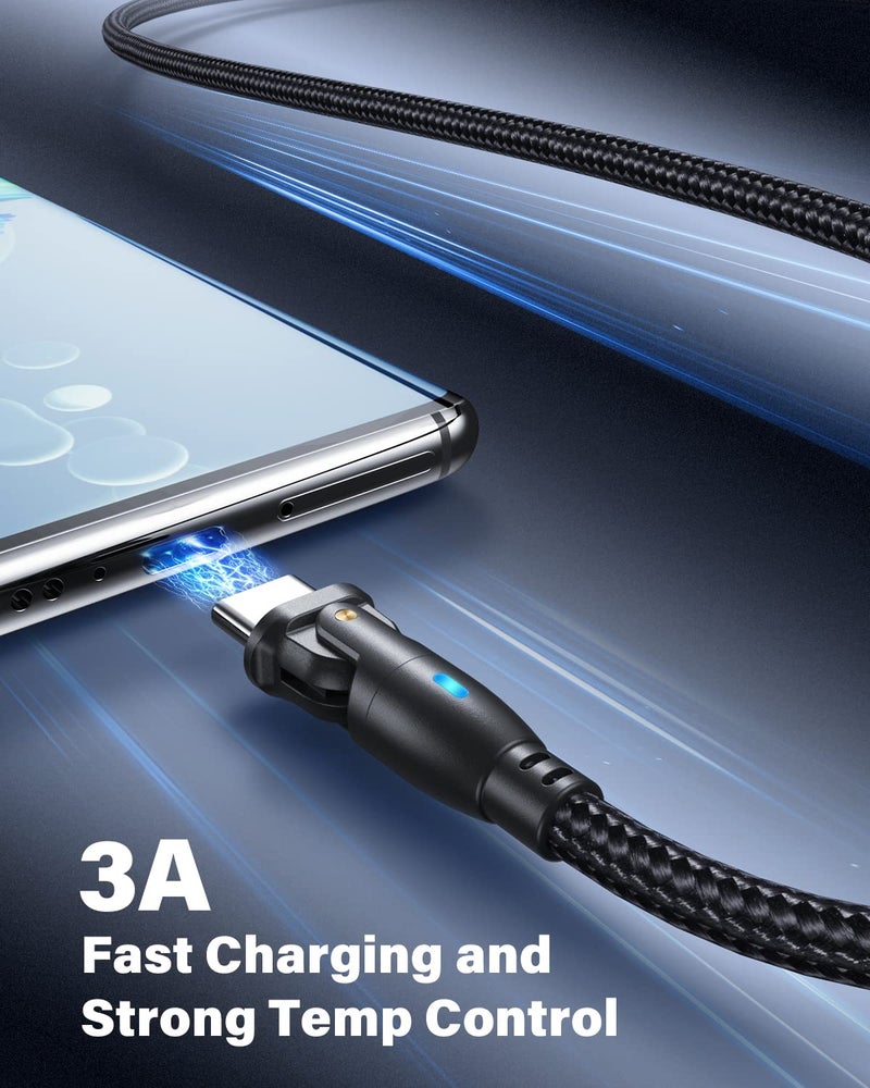 AUFU USB C Cable 6ft(3Pack-6.6ft/6.6ft/6.6ft), 180Â° Rotation USB to USB C Cable/3A USB-C Fast Charger Cable/USB A to USB-C Cable/Type C Charging Cable/USB Charging Cord for Type C Device - Image 2